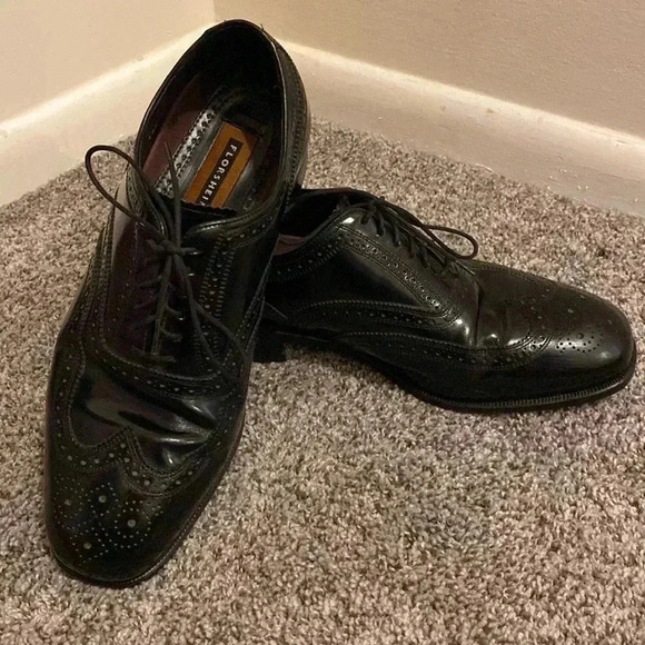 Florsheim men’s black leather Oxford style shoes size 10 - great condition - Picture 1 of 9